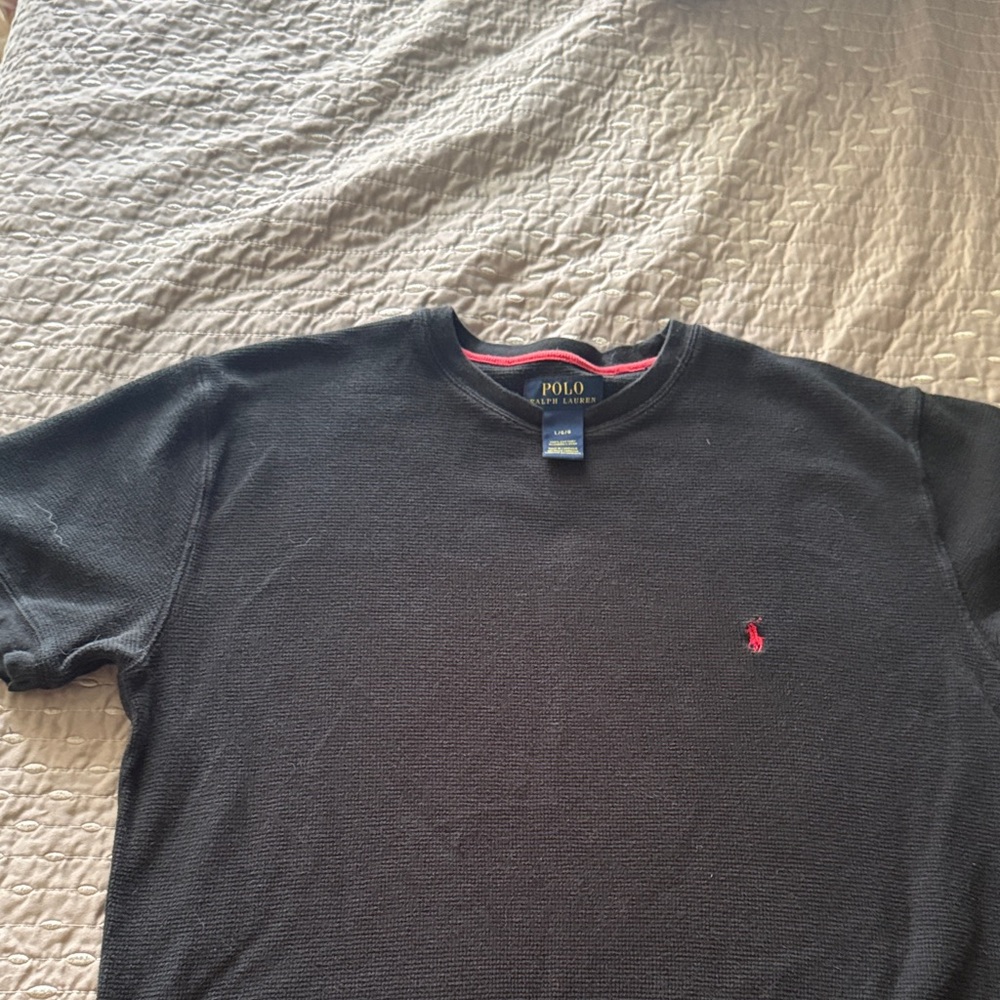 Polo by Ralph Lauren Men's Black Polo Shirt with Red Logo